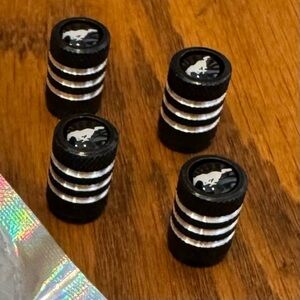 MUSTANG, 4PCS Tire Caps, Aluminum Alloy Valve Stem Cap, Decorative Accessory